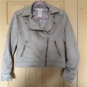 Philosophy Light Taupe Suede Moto Jacket